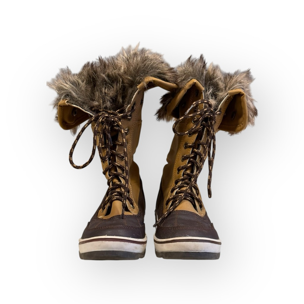Rue21 Women’s Tan Brown Faux Fur Lace-Up Winter Snow Boots Size 6/7 W22750-01​ - Picture 4 of 9